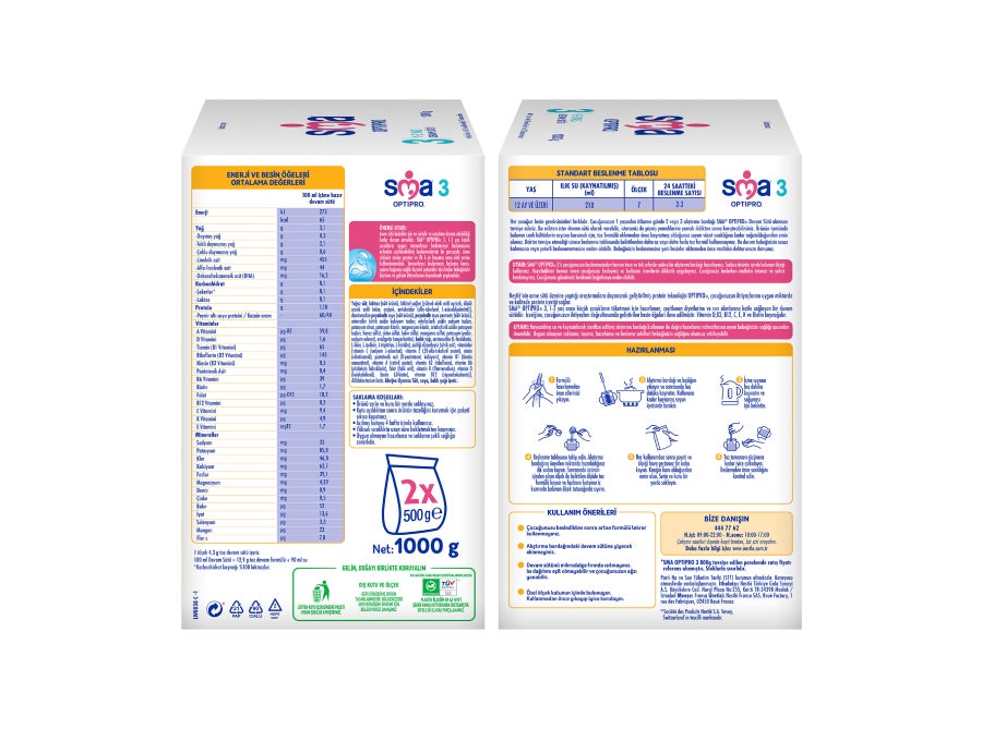 SMA® OPTIPRO® 3 1 Kg (2x500g) 1-3 Yaş Devam Sütü