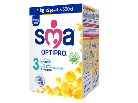 SMA OPTIPRO 3 1 kg (500gx2) 1-3 Yaş Devam Sütü