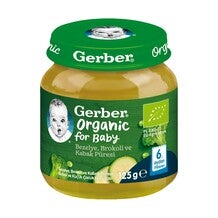 GERBER Organik Bezelye, Brokoli ve Kabak Püresi Bebek ve Küçük Çocuk Ek Gıdası 125 g
