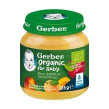 GERBER Organik Elma, Şeftali ve Kayısı Püresi Bebek ve Küçük Çocuk Ek Gıdası